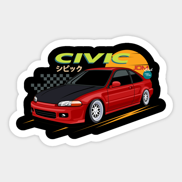 Civic Cars JDM Style Sticker by masjestudio